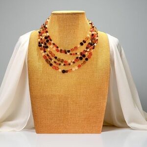 Vintage Necklace Multiple layers Glass Beaded Vintage Marked Japan